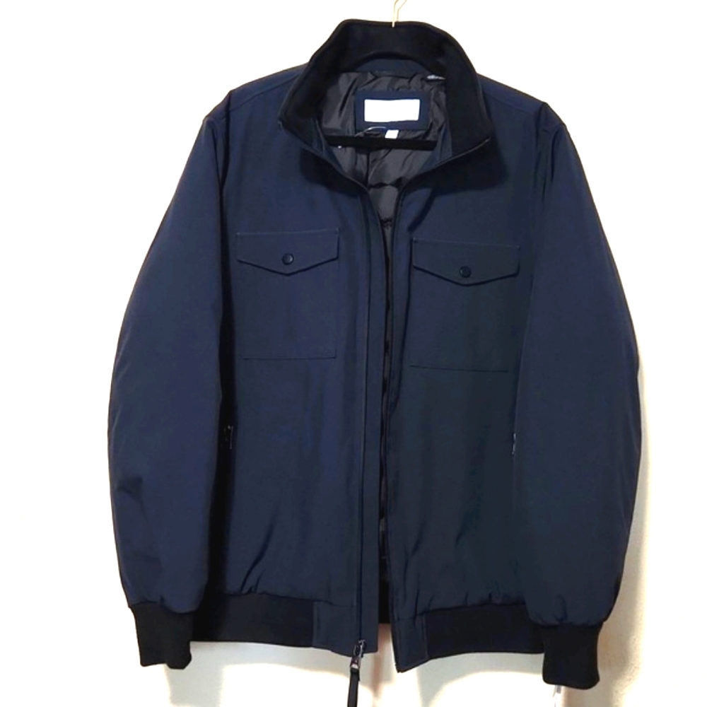 NWT! Calvin Klein Infinite Stretch Water Resistant Bomber Jacket Blue Medium - Picture 2 of 16